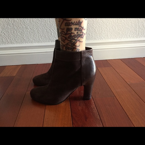 Sam Edelman Brown ankle boots with Python trim - Picture 3 of 5